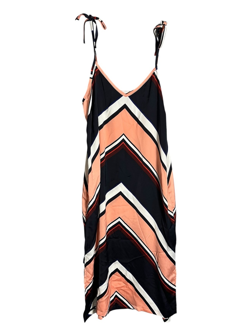 Mossimo Chevron Stripe Tie Strap Midi Dress Pink Navy White Sleeveless M